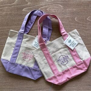 Trader Joe’s mini pastel Totes Pink and Purple Canvas Tote Bag Set